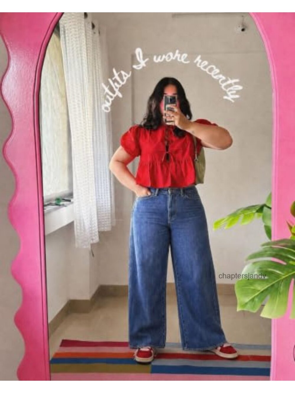 Plus Size High Rise Wide Leg Jeans Pintuck Rope Belt - Picture 5 of 6